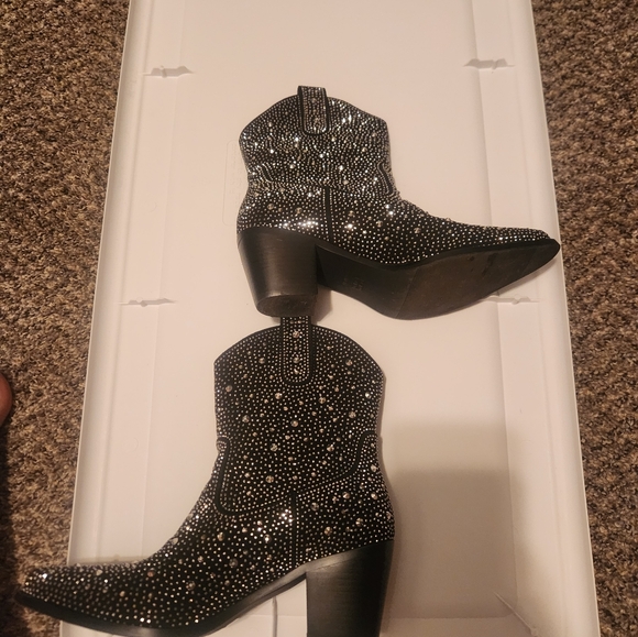 Studded Black Ankle Boots - Picture 5 of 8